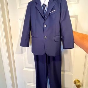 Boys Slim Fit Navy Blue Suit